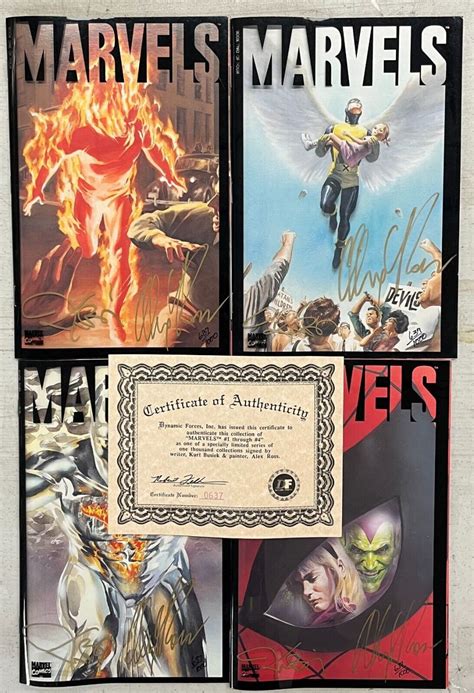 Marvels 1994 S 1 2 3 4 Complete Dynamic Forces Signed Wcoa Alex