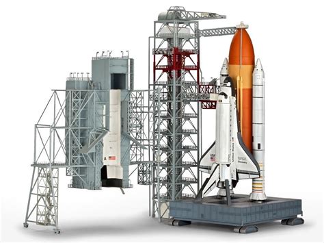 1144 Launch Tower And Space Shuttle W Booster Rocket Kit By Revell