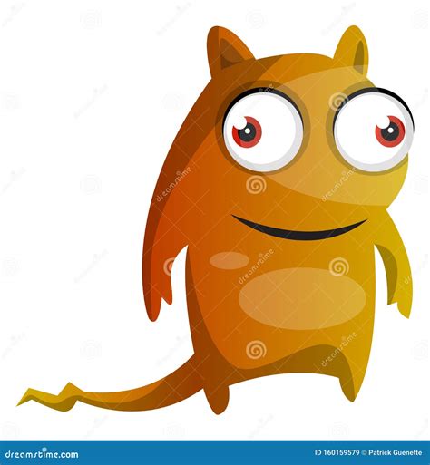 Orange Monster With A Tail Illustration Vector Stock Vector
