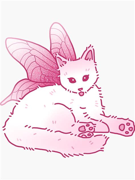 Fairy Cat Pink Sticker For Sale By Moonliched Redbubble