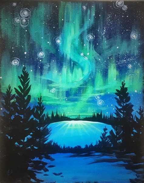 Paint And Sip Ideas Northern Lights Painting Northern Lights Artwork