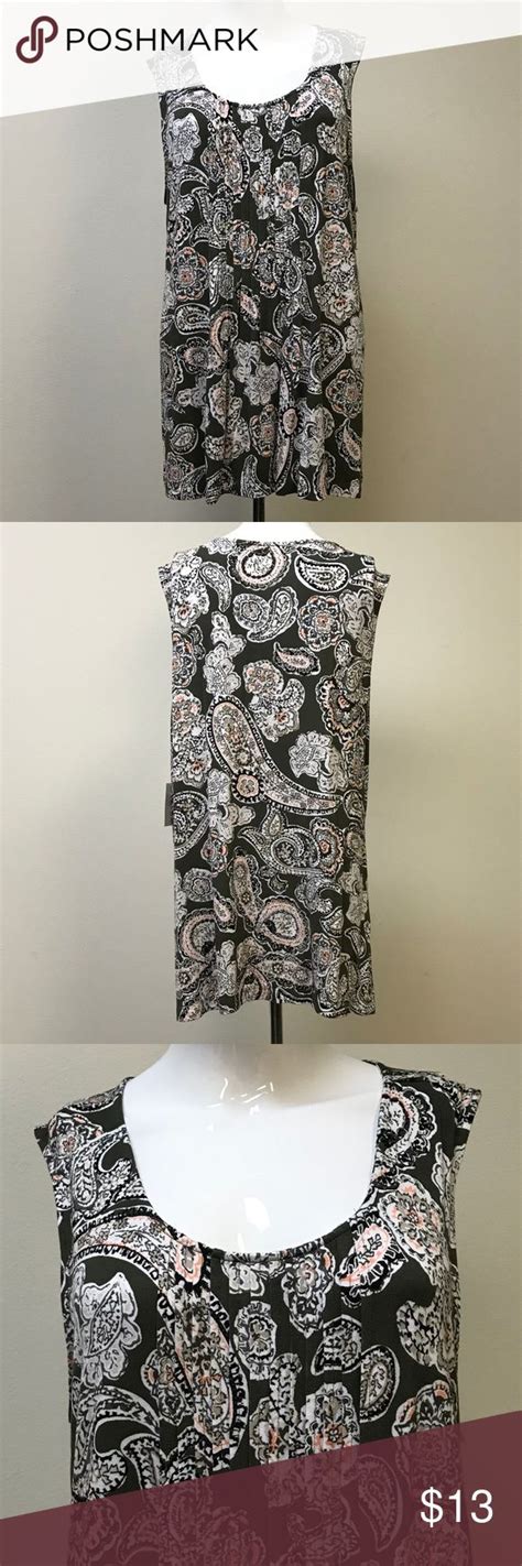 Nwt Croft And Barrow Pleated Paisley Scoop Neck Tank Paisley Scoop