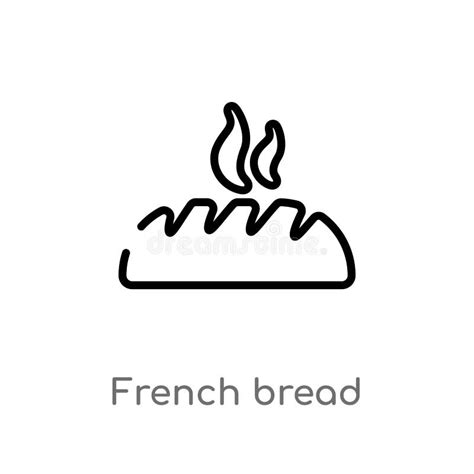Outline French Bread Vector Icon Isolated Black Simple Line Element