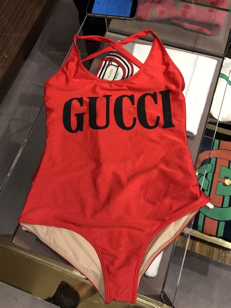 Gucci Pre Fall 19 Sparkling Red Swimsuit Red Swimsuit Swimwear