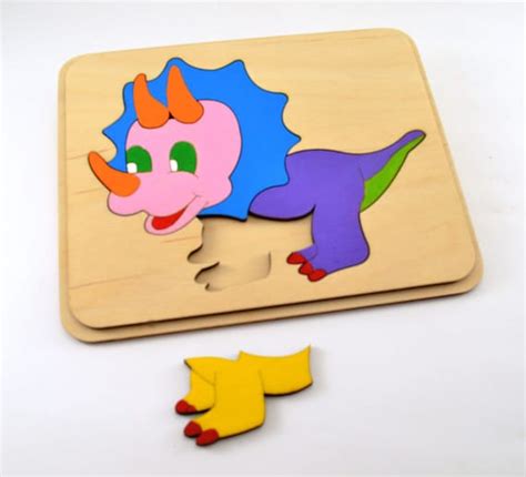 Dinosaur Wooden Puzzle Etsy