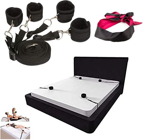 Weomgt Fetish Bed Restraint Kit For Sex Sex Straps Toys Sets With Hand Cuffs Ankle