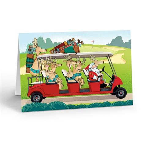 Golf Christmas Card Funny Golfing Christmas Cards Santas Golf Cart