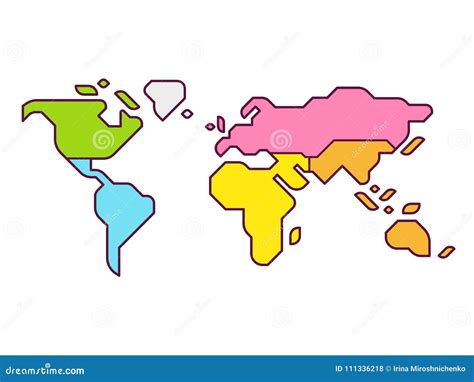Dibujos Continentes Mapa Del Mundo De Dibujos Animados Divertidos