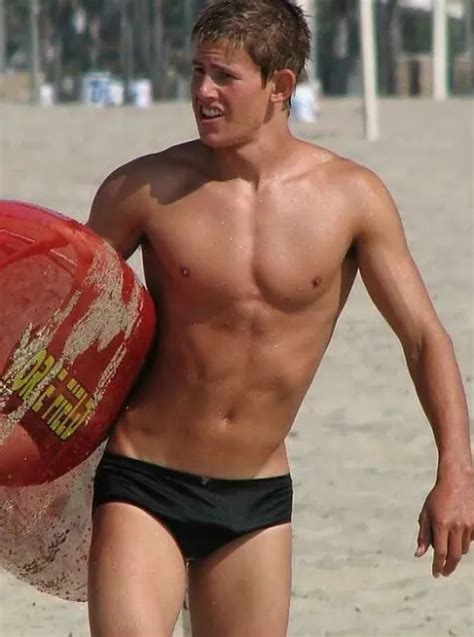 Shirtless Male Beefcake Speedo Swimmer Build Slim Body Hunk Jock Photo