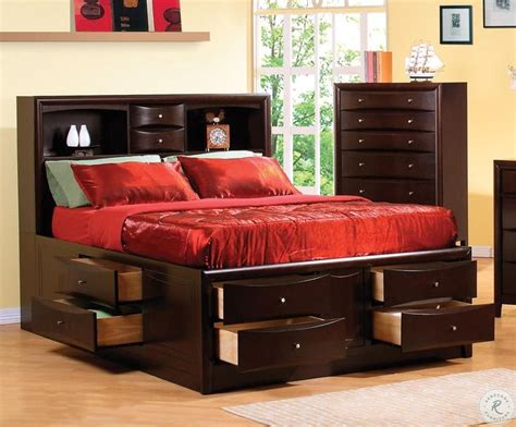 Phoenix bedroom set with tons of storage made by coaster furniture. Phoenix Deep Cappuccino Storage Bookcase Bedroom Set in ...