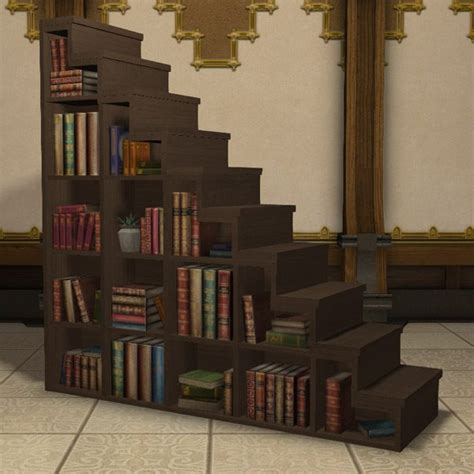 Wooden Staircase Bookshelf Ffxiv Housing Table
