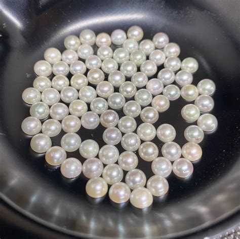 White Cultured Pearls Japan Half Cut Round In Sizes From Etsy