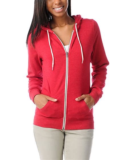 Zine Heather Red Zip Up Hoodie Zumiez