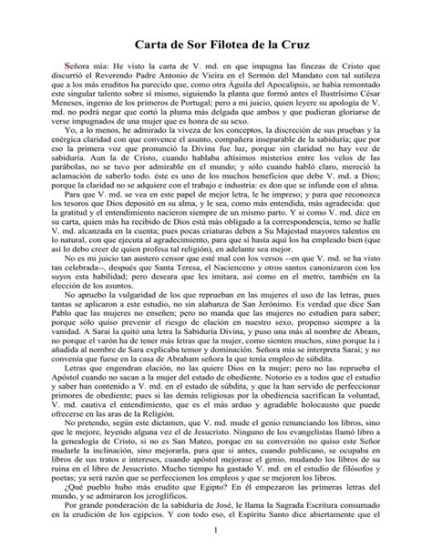 Carta De Sor Filotea De La Cruz