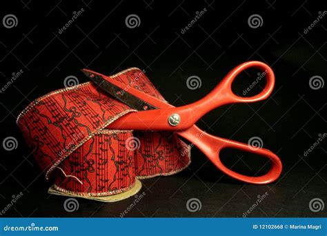 Scissors And Ribbon Stock Photo Image Of Stainless Background 12102668