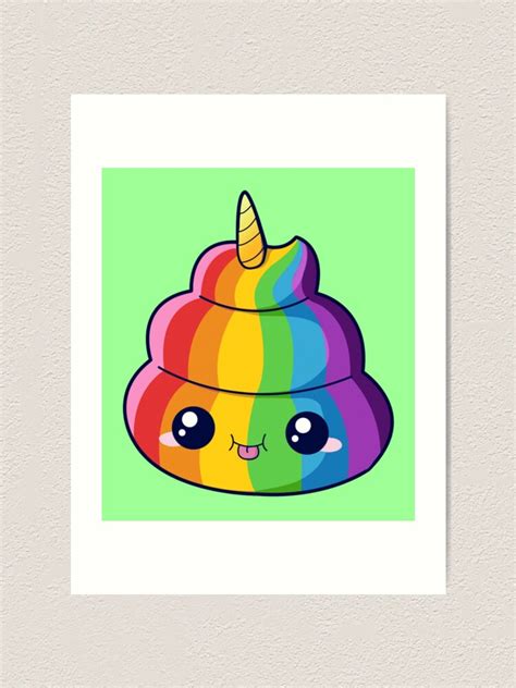 Chibi Rainbow Unicorn Poop Emoji Art Print By Chibilove Redbubble