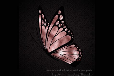 30 Rosegold Glitter Foil Wedding Butterfly Digital Images Butterfly
