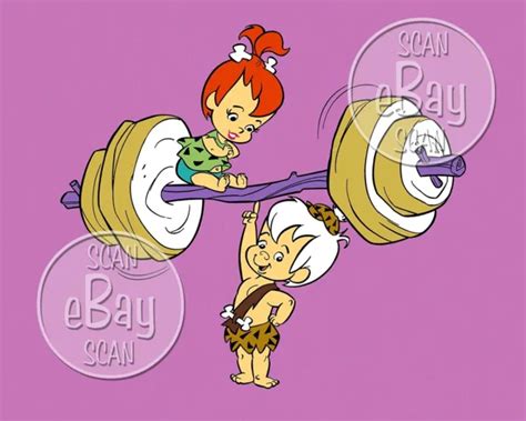 Rare Flintstones Cartoon Tv Photo Hanna Barbera Studios Pebbles And Bamm