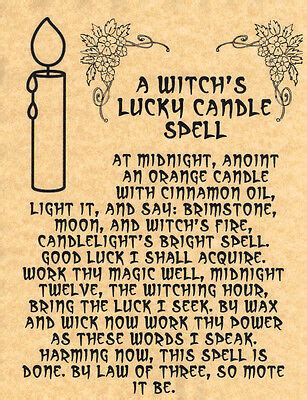 A Witchs Lucky Candle Spell Printable Page Witches Of The Craft