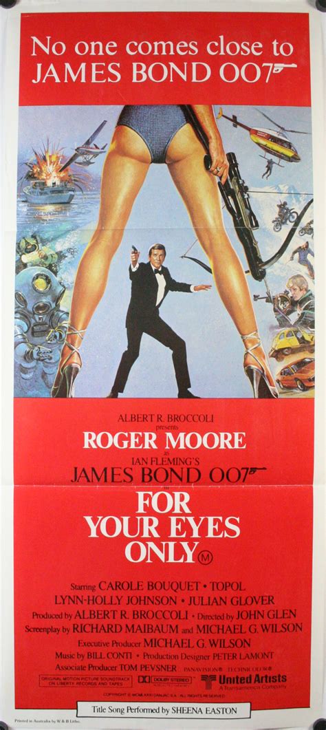 FOR YOUR EYES ONLY Original James Bond Australian Daybill Cinema Poster For Sale Original