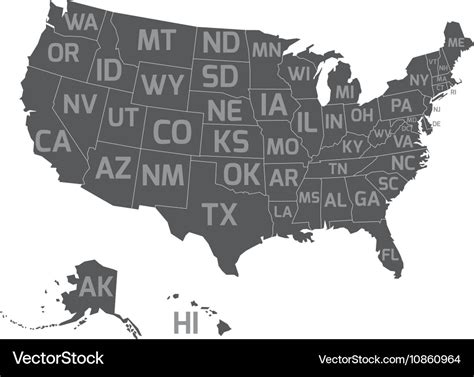 50 States Map With Abbreviations