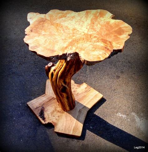 Pedestal Table Top Maple Burl Stand Manzanita Base Black Oak