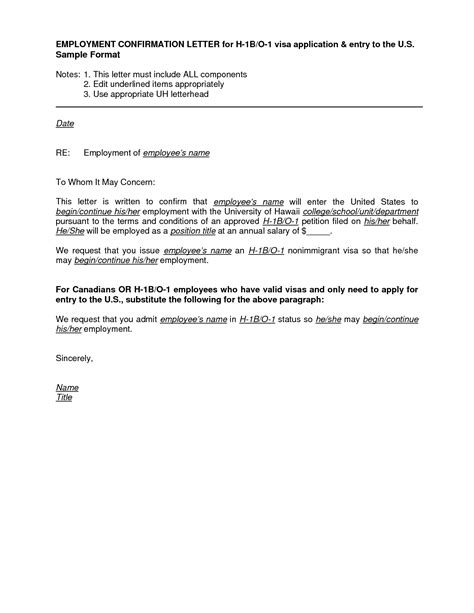 employment letter visa application sample employment
