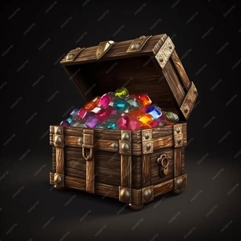 Premium Ai Image Pirates Treasure Chest Stacked Colorful Gemstones