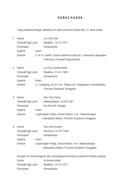 Surat keterangan waris terkadang kita butuhkan untuk melengkapi dokumen persyaratan atau kelengkapan administratif untuk mengurus suatu hal, misalnya untuk pengajukan pinjaman kepada bank, ataupun pengambilan barang maupun uang yang masih atas nama orang yang sudah meninggal. Contoh Surat Keterangan Ahli Waris Untuk Bank