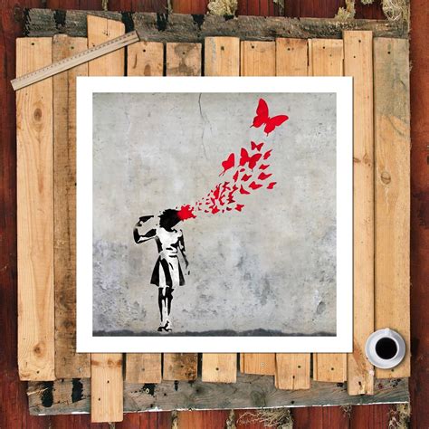 Banksy Headshot Butterfly New Hd Print On Canvas Etsy
