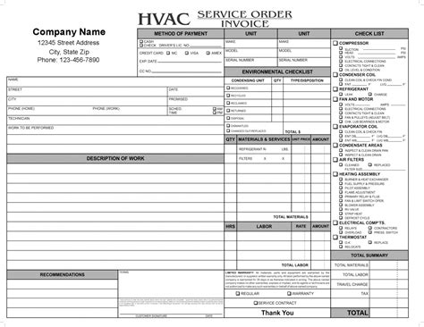 Printable 11 Hvac Invoice Template Free Top Invoice Templates Hvac
