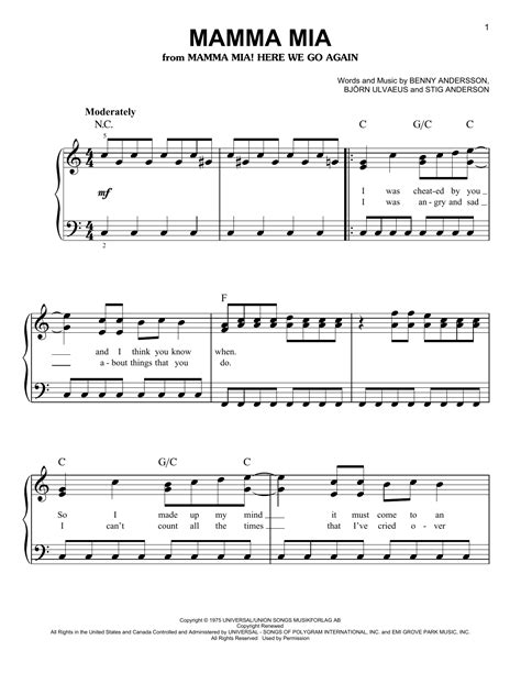 Abba Mamma Mia From Mamma Mia Here We Go Again Sheet Music And Pdf Chords 3 Page Ukulele