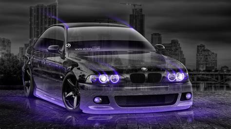 Bmw M5 Tuning 3d Crystal City Car 2015 Violet Neon Effects Hd