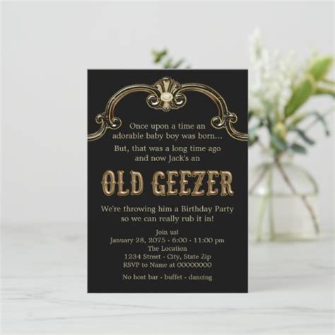 Old Geezer Birthday Party Invitation Zazzle