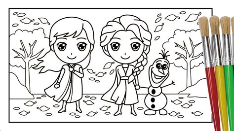 Cara Menggambar Dan Mewarnai Anna Elsa Dan Olaf Frozen 2 Coloring