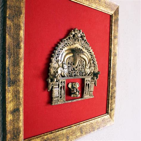 Vintage Brass Temple Frame Or Prabhavali With The Mythical Yali And Lord