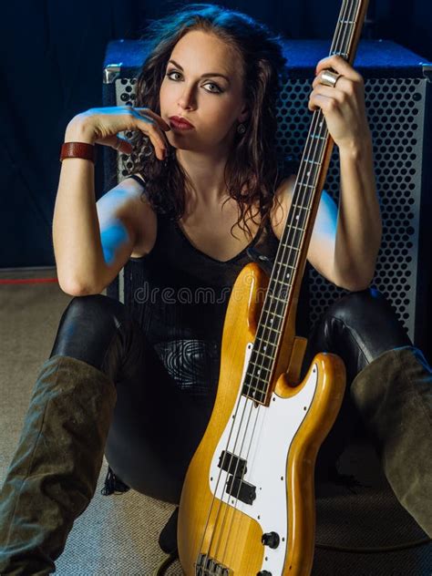 Female Bass Player Screaming Stock Image Image Of Blond Blurry 4909929