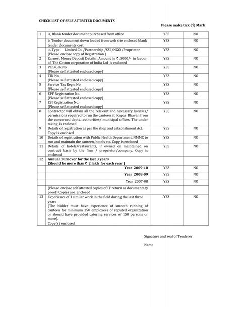 CHECK LIST OF SELF ATTESTED DOCUMENTS Please make tick