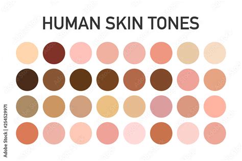 Vecteur Stock Human Skin Tone Color Palette Set Isolated On Transparent