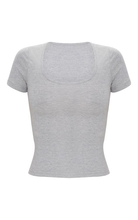 Basic Grey Fitted Scoop Neck T Shirt Tops Prettylittlething Il