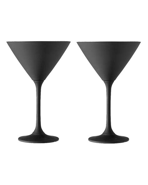 Aurora Matte Black Martini Glass 2 Pack Grand Cru Wine Fridges