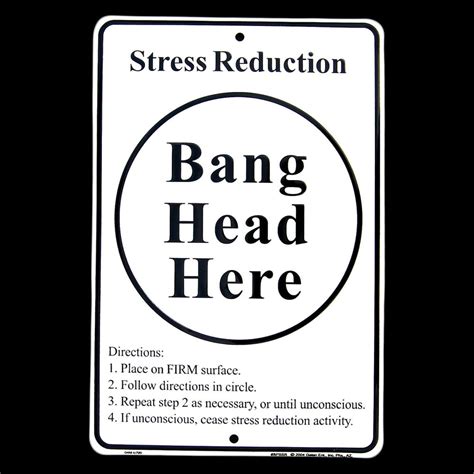 Stress Relief Bang Head Here Metal Tin Sign Anti Stress System Tool