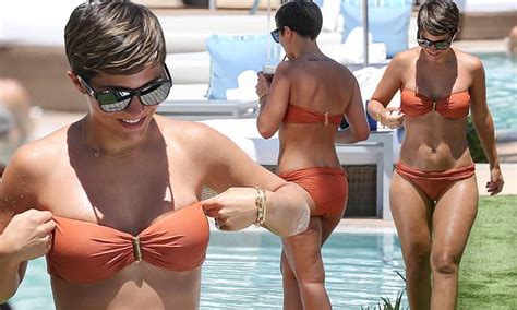 Frankie Bridge Shows Off Her Sizzling Physique In A Strapless Tan Bikini