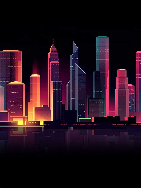 Home Minimalism Night Vector The City Light Style Building 4800x2550