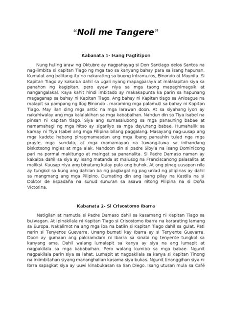 Noli Me Tangere Buod Ng Bawat Kabanata With Talasalitaan Pdf