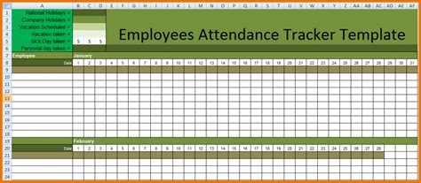 Employee Attendance Calendar Employee Attendance Tracker