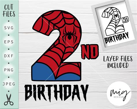 2nd Birthday Spiderman Svg Spiderman Birthday Svg Two - Etsy