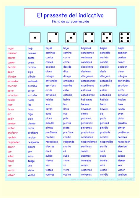 Me encanta escribir en español Juego de conjugacion de verbos el presente del indicativo