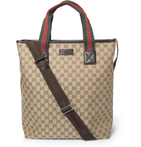Gucci Leathertrimmed Canvas Tote Bag In Natural For Men Lyst