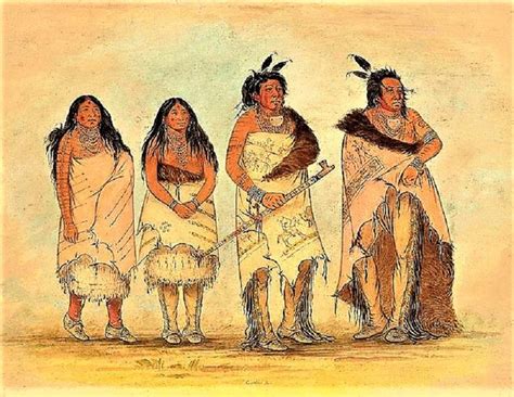 George Catlin 1796 1872 Pawnee Chief Two Daughters And A Warrior